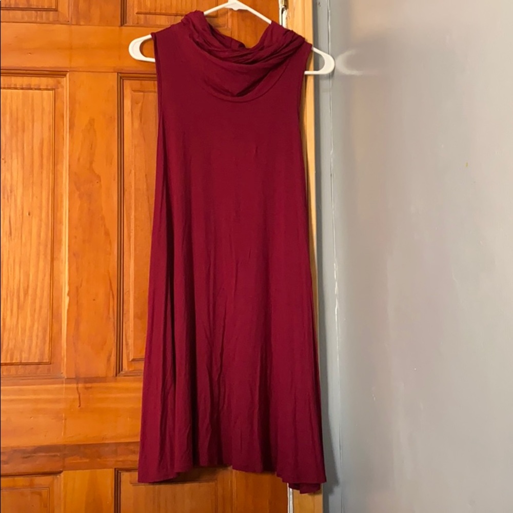 Burgundy turtleneck dress